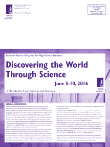Discovering the World Through Science  June 5-10, 2016