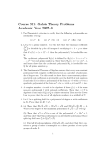 Course 311: Galois Theory Problems Academic Year 2007–8