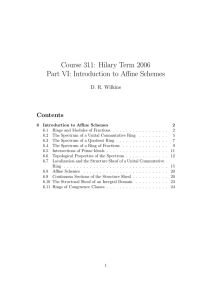 Course 311: Hilary Term 2006 Part VI: Introduction to Affine Schemes Contents