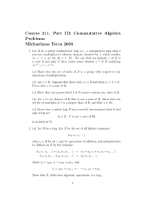Course 311, Part III: Commutative Algebra Problems Michaelmas Term 2005