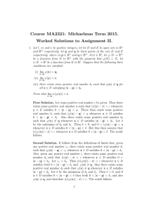 Course MA2321: Michaelmas Term 2015. Worked Solutions to Assignment II.