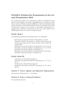 MA232A: Syllabus For Examination at the An- nual Examination 2016