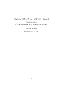 Modules MA3427 and MA3428: Annual Examination Course outline and worked solutions