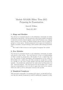 Module MA3428, Hilary Term 2015 Preparing for Examination David R. Wilkins