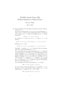 MA3486, Sample Paper 2016 Worked Solutions to Selected Parts David R. Wilkins