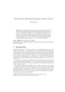 Second order differential invariants of linear frames J´an Brajerˇc´ık