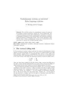 Nonholonomic systems as restricted Euler-Lagrange systems T. Mestdag and M. Crampin