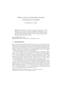 Finsler metrics of scalar flag curvature and projective invariants