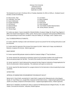 Arkansas Tech University Graduate Council Minutes of Meeting September 16, 2014