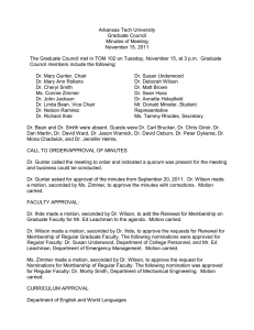 Arkansas Tech University Graduate Council Minutes of Meeting November 15, 2011