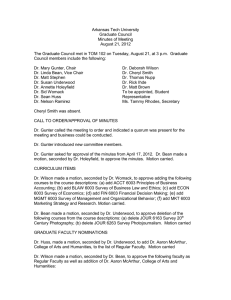 Arkansas Tech University Graduate Council Minutes of Meeting August 21, 2012