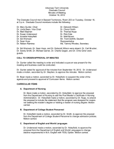 Arkansas Tech University Graduate Council Minutes of Meeting October 16, 2012
