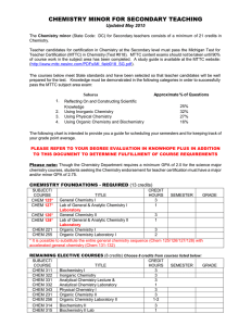 CHEMISTRY MINOR FOR SECONDARY TEACHING Updated May 2015