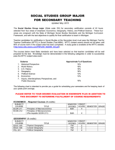SOCIAL STUDIES GROUP MAJOR FOR SECONDARY  TEACHING  Updated May  2015