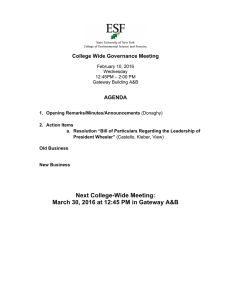 College Wide Governance Meeting AGENDA