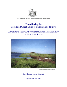 Transitioning the Ocean and Great Lakes to a Sustainable Future:  I