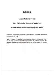 Exhibit 2 Lassen National Forest 2009 Engineering Reports of Motorized
