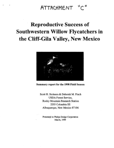''c&#34; Reproductive Success of Southwestern Willow Flycatchers in the Cliff-Gila Valley, New Mexico