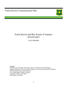 Forest Service Communication Plan Forest Service and Boy Scouts of America ArrowCorps5