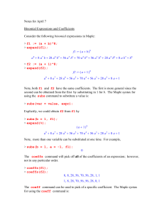Notes for April 7  Binomial Expressions and Coefficients binomial
