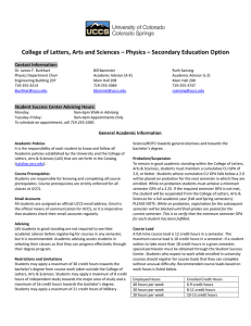 College of Letters, Arts and Sciences – Physics – Secondary... Contact Information: