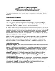 Frequently Asked Questions UCCS Compass Curriculum Program Overview of Program Campus-Wide Undergraduate Education