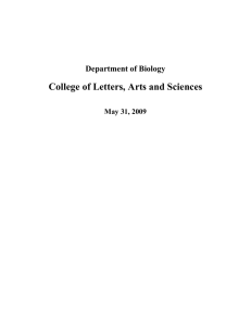 College of Letters, Arts and Sciences Department of Biology May 31, 2009