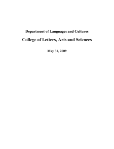 College of Letters, Arts and Sciences Department of Languages and Cultures
