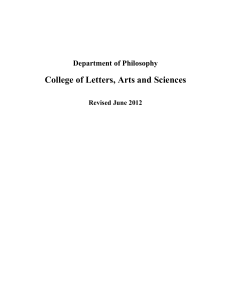 College of Letters, Arts and Sciences Department of Philosophy Revised June 2012