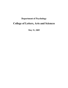 College of Letters, Arts and Sciences Department of Psychology May 31, 2009