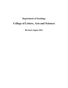 College of Letters, Arts and Sciences Department of Sociology Revised August 2011