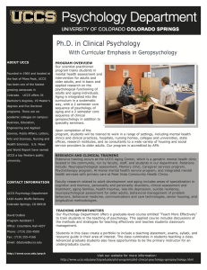 Ph.D. in Clinical Psychology  With Curricular Emphasis in Geropsychology