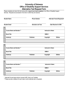 University of Delaware Office of Disability Support Services Alternative Text Request Form
