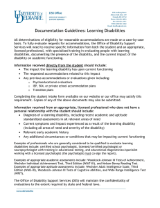 Documentation Guidelines: Learning Disabilities
