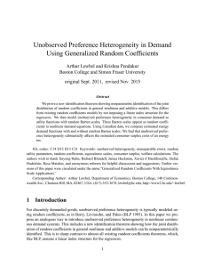 Unobserved Preference Heterogeneity in Demand Using Generalized Random Coefficients