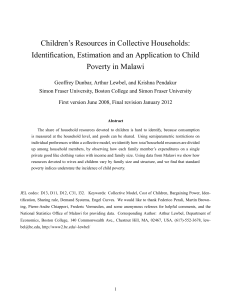 Children’s Resources in Collective Households: Poverty in Malawi