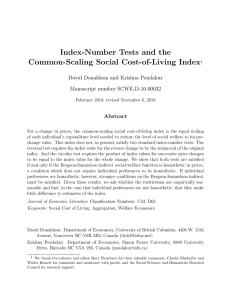 Index-Number Tests and the Common-Scaling Social Cost-of-Living Index Manuscript number SCWE-D-10-00032