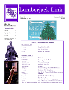Lumberjack Link  Parents Day Schedule of Events SFA 101