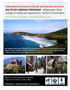 International Issues in Social and Human Services SFA STUDY ABROAD PROGRAM