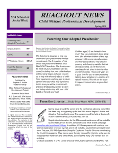 REACHOUT NEWS Child Welfare Professional Development Parenting Your Adopted Preschooler