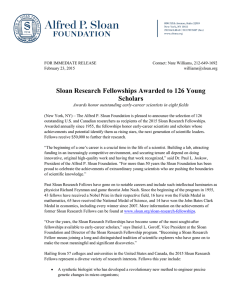Sloan Research Fellowships Awarded to 126 Young Scholars