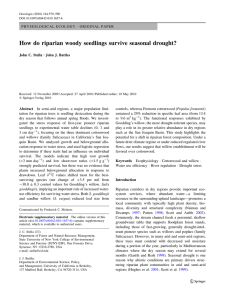 How do riparian woody seedlings survive seasonal drought? John C. Stella