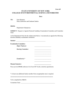 STATE UNIVERSITY OF NEW YORK COLLEGE OF ENVIRONMENTAL SCIENCE AND FORESTRY
