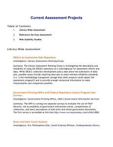Current Assessment Projects  Table of Contents Library-Wide Assessment