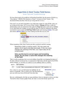 Hyperlinks in Desk Tracker Field Names Some Tips and Troubleshooting