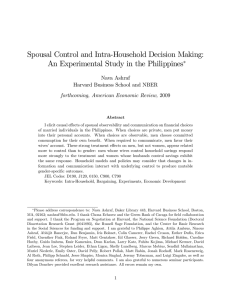 Spousal Control and Intra-Household Decision Making: Nava Ashraf