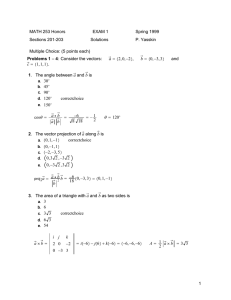 MATH 253 Honors EXAM 1 Spring 1999 Sections 201-203