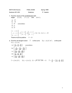 MATH 253 Honors FINAL EXAM Spring 1999 Sections 201-203