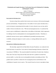 Urbanization and Aquatic Invasions: Can Invasion Success be Predicated by... Anthropogenic Actions?