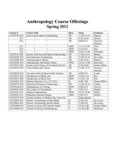 Anthropology Course Offerings Spring 2012